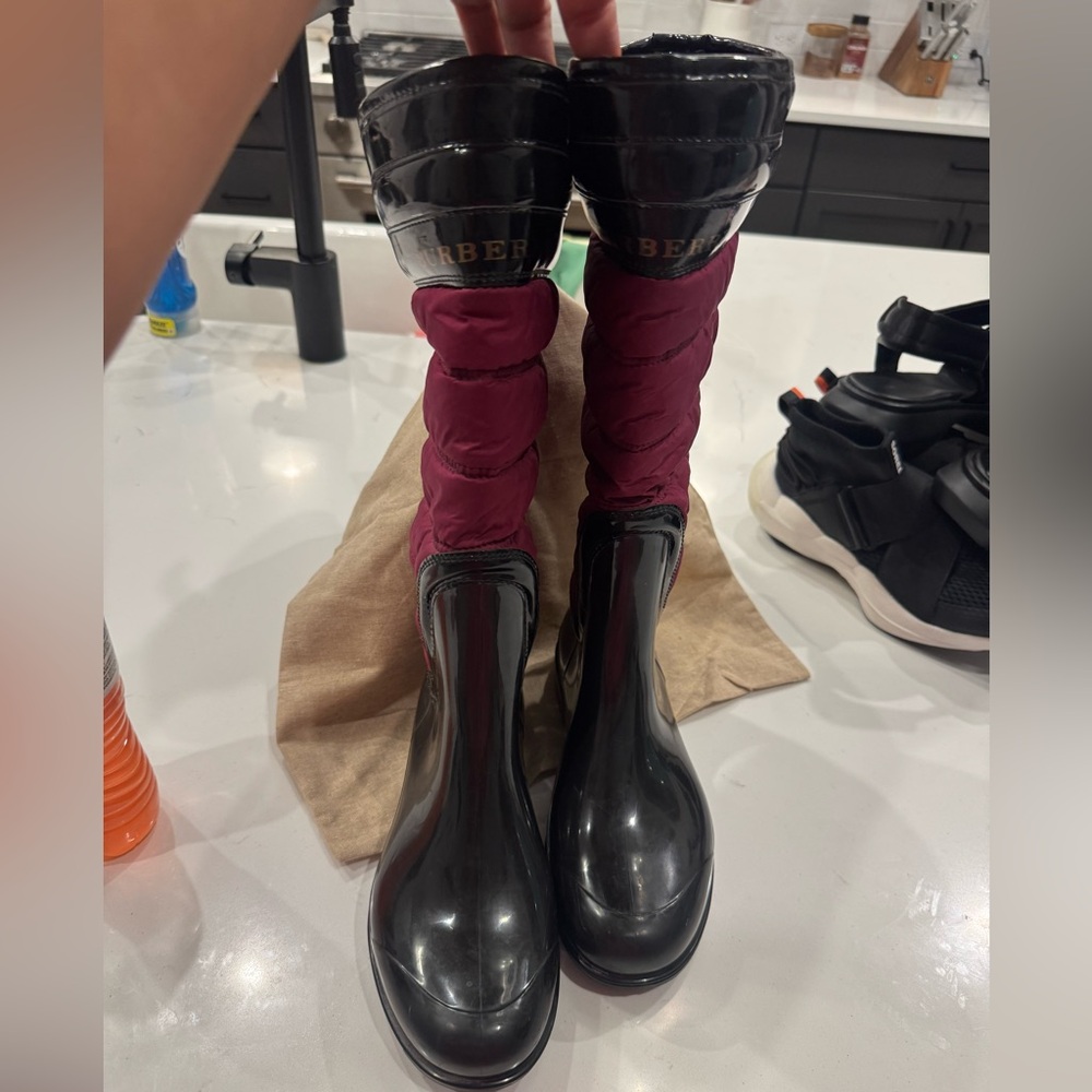Burberry Black and Purple Rain Boots